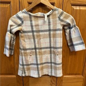 Janie and Jack Tan Plaid Long Sleeve Tee
